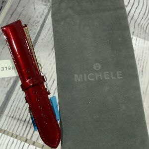 Michele Women's 18mm Red Leather Watch Band NEW